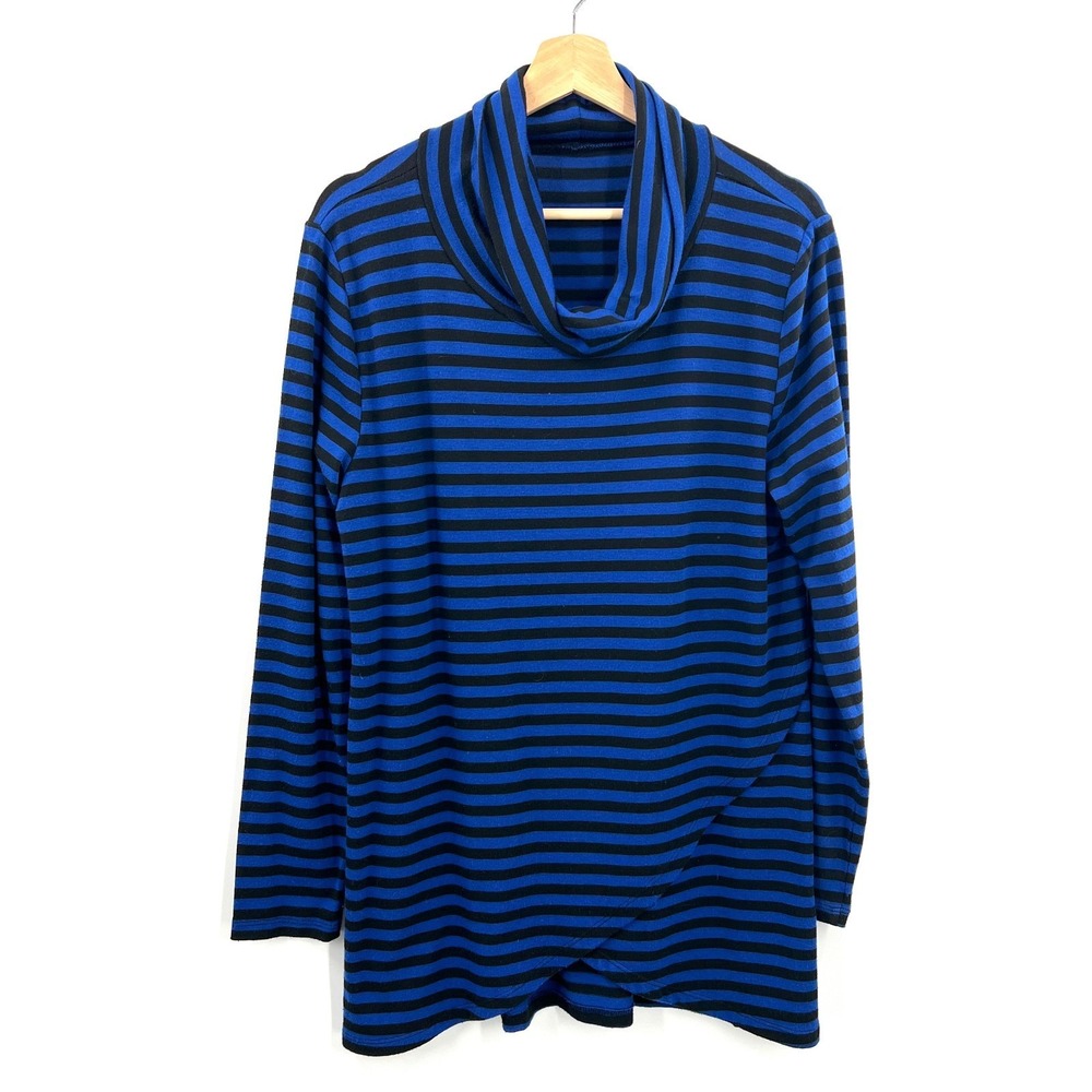 Isle by Melis Kozan scandi chic asymmetrical lagenlook striped turtleneck L